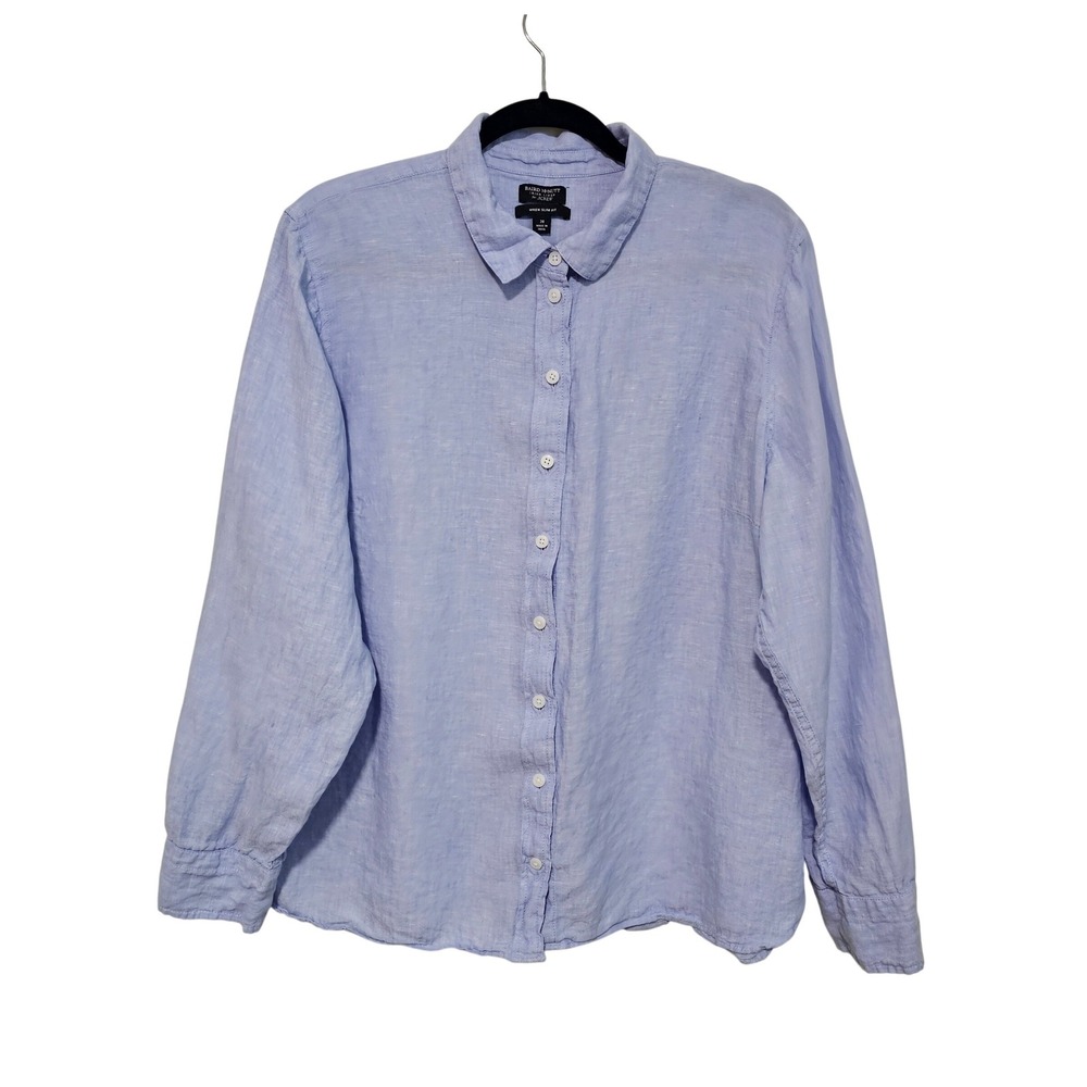 J.Crew Women Button Down Shirt 20 Blue Baird McNutt Irish Linen Wren Slim Fit